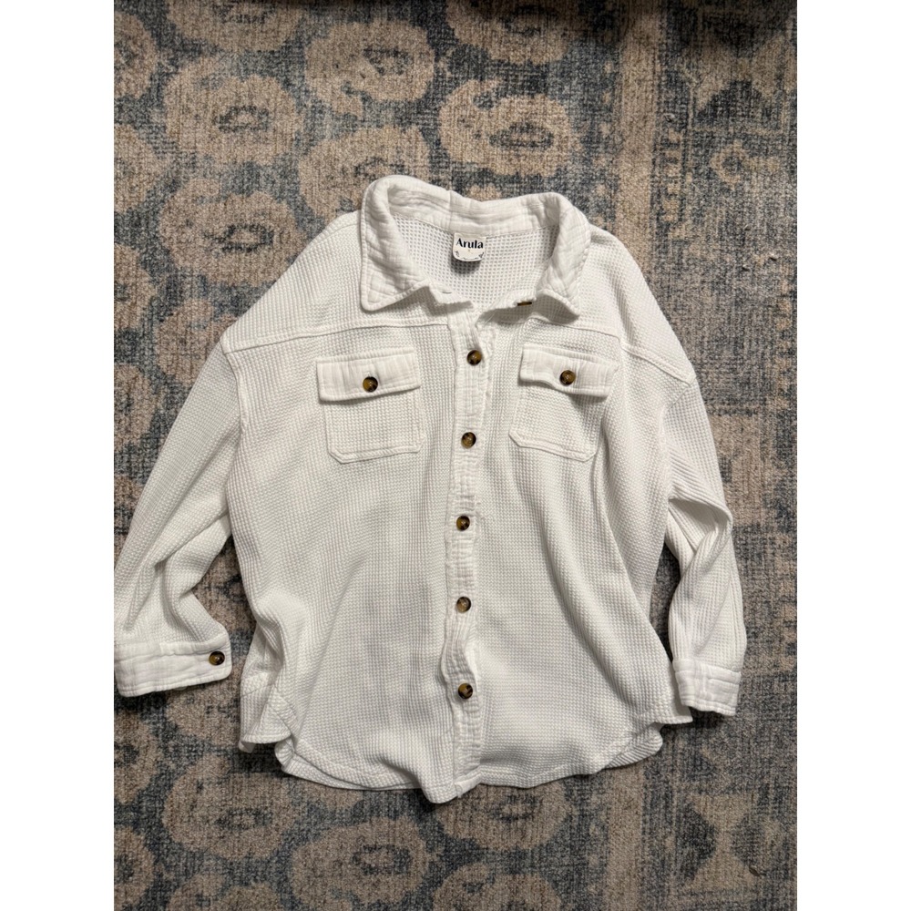 Arula Waffle Button Up Shirt White Size XL Excellent Condition‎ Worn Once